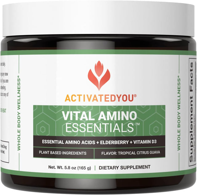 ACTIVATEDYOU Vital Amino Essentials, Complete Essential Amino Acids + Elderberry + Vitamin D3 Support Supplement, Citrus Guava Flavor, 30 Servings