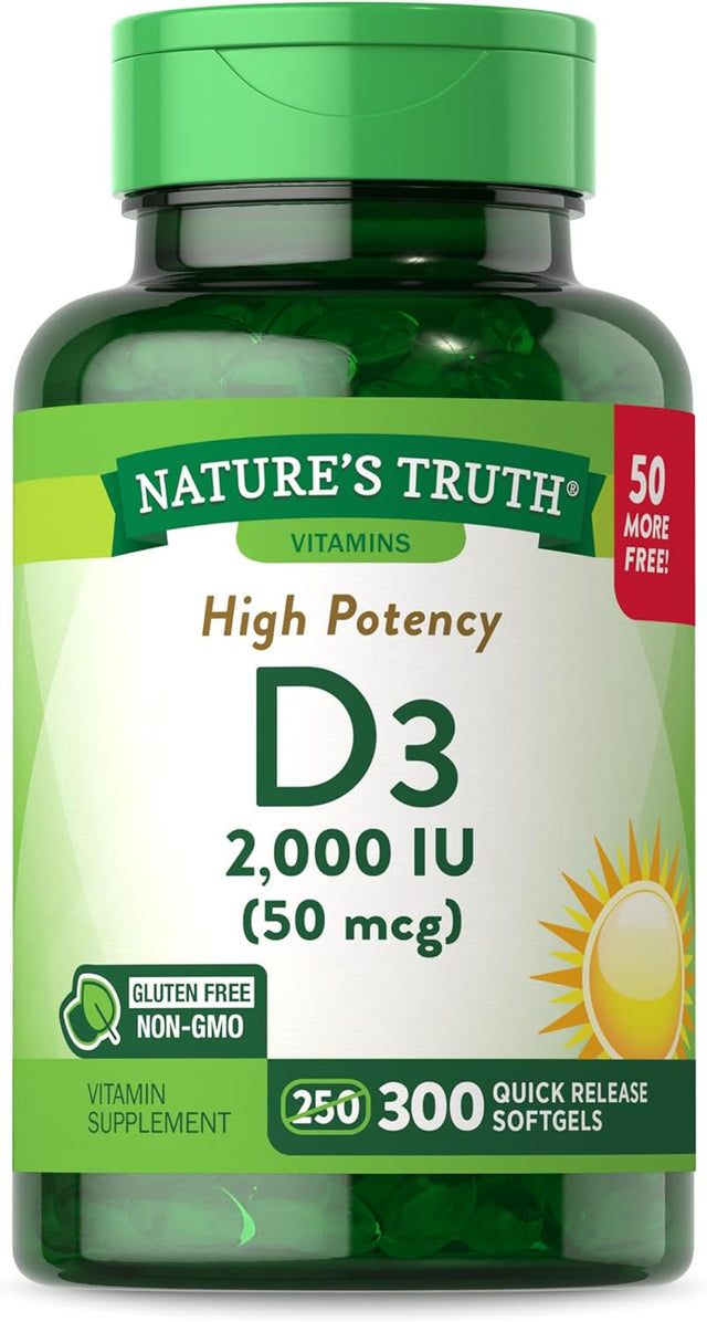 Nature'S Truth Vitamin D3 2000 IU | 300 Softgels | High Potency| Non-Gmo, Gluten Free