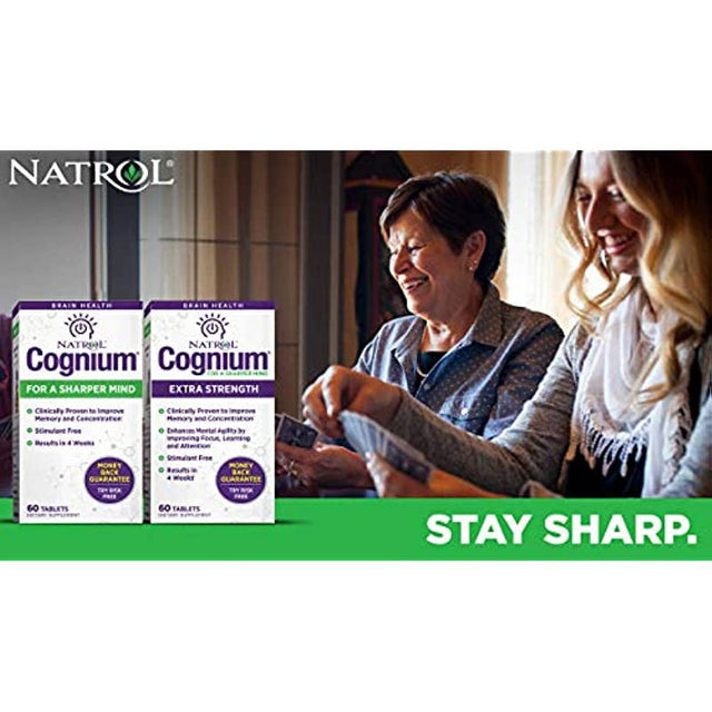 Natrol Cognium Extra Strength Tablets, Brain Health, Keeps Memory Strong, #1 Clinically Studied, Shown to Improve Memory and Recall, Enhances Mental Agility, Safe and Stimulant Free, 200Mg, 60 Count