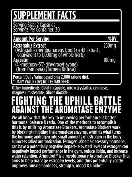 VMI Sports | Arimidrol Hardening Compound | Natural Estrogen Blocker for Men | Testosterone Booster and Aromatase Inhibitor | to Build Muscle and Burn Fat | anti Estrogen (60 Capsules)