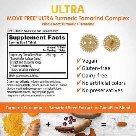 Move Free Ultra Turmeric Curcumin & Tamarind Joint Support Supplement - Supports Healthy Inflammation & Clinically Proven Joint Comfort in 1 Tiny Pill, 75 Tablets (75 Servings)*