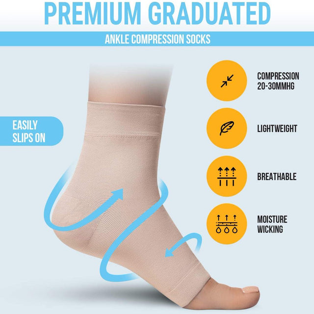 1 Pair Ankle Compression Sleeve-Open Toe Сompression Socks for Swelling, Plantar Fasciitis, Sprain, Neuropathy-Nano Brace for Women and Men,X-Large