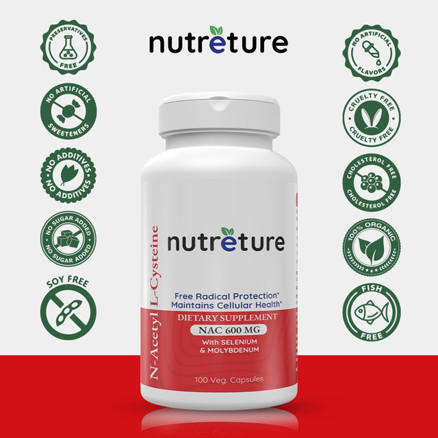 NUTRETURE Nac Supplement N-Acetyl Cysteine Liver Supplement with Selenium & Molybdenum for Liver Health | N-Acetyl Cysteine 600 Mg 100 Capsules