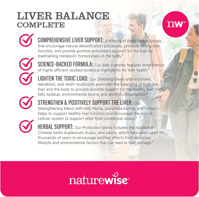 Naturewise Liver Detox Cleanse Supplement (30 Servings) Triple Repair Formula with Milk Thistle, Turmeric, Reishi & Kudzu to Encourage Toxin Removal & Support Normal Function (60 Veg Capsules)