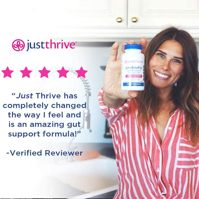 Just Thrive: Probiotic & Antioxidant - Vegan Proprietary Probiotic Blend - 30-Day Supply - 100-Percent Spore-Based Probiotic - 1000X Survivability - Supports Immune and Digestive Health - No Gluten