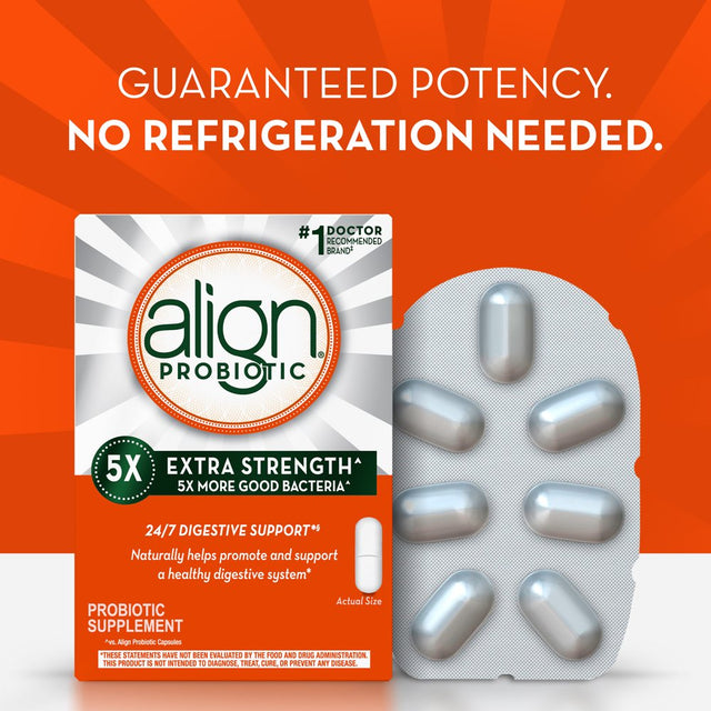 Align Probiotic Extra Strength, 5X More Good Bacteria for Digestive Health, 42 Capsules