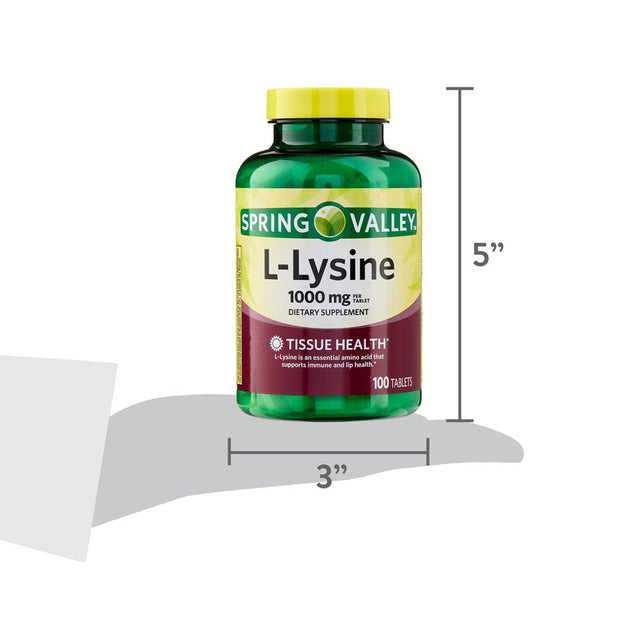 Spring Valley L-Lysine Amino Acid Supplements, 1000 Mg, 100 Count