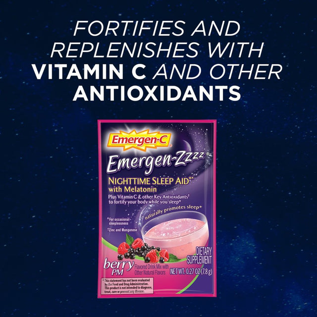 Emergen-Zzzz Nighttime Sleep Aid with Melatonin Powder, Berry Pm, 48 Ct