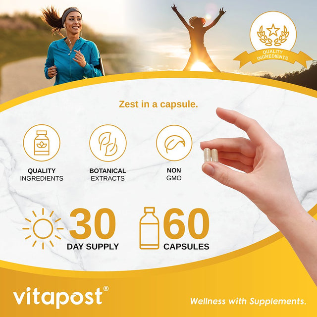 Vitapost Energy Complex Supplement with B-Vitamins, Caffeine - 60 Capsules