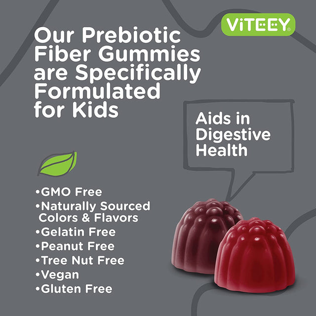 Prebiotic Fiber Gummies 4G for Kids [Zero Sugar Added] Digestive Heath Regularity Support, Natural Weight Support, Constipation Relief, Vegan Dietary Supplements, Fruit Flavor Chewable Fiber Gummy