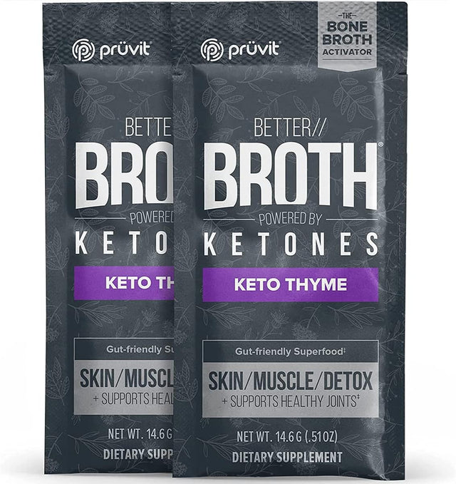 Pruvit Better Broth Keto Thyme for Joint Support, Muscle Recovery and for Improving the Appearance of Skin and Hair - 20 Count