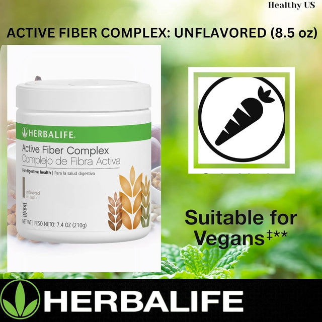 Herbalife Unflavored Active Fiber Complex: (210G) 7.4 Oz. for Digestive Health, Natural Flavor, Gluten-Free, 10 Calories