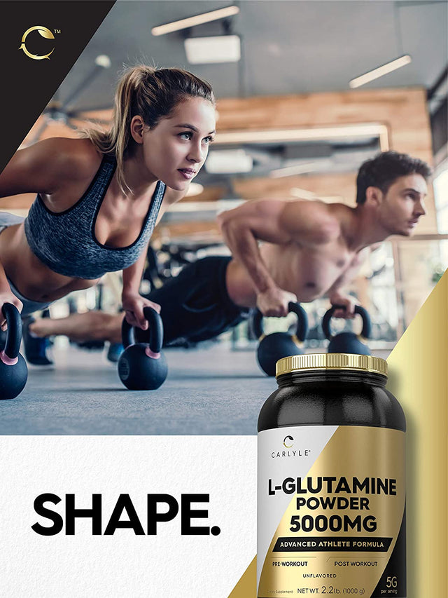 Carlyle L Glutamine Powder | 5000Mg | Unflavored | 2.2 Lbs | Vegetarian, Non-Gmo, Gluten Free | L-Glutamine Supplement