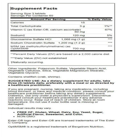 Solgar Extra Strength Glucosamine Chondroitin MSM with Ester-C Tablets, 180 Ct