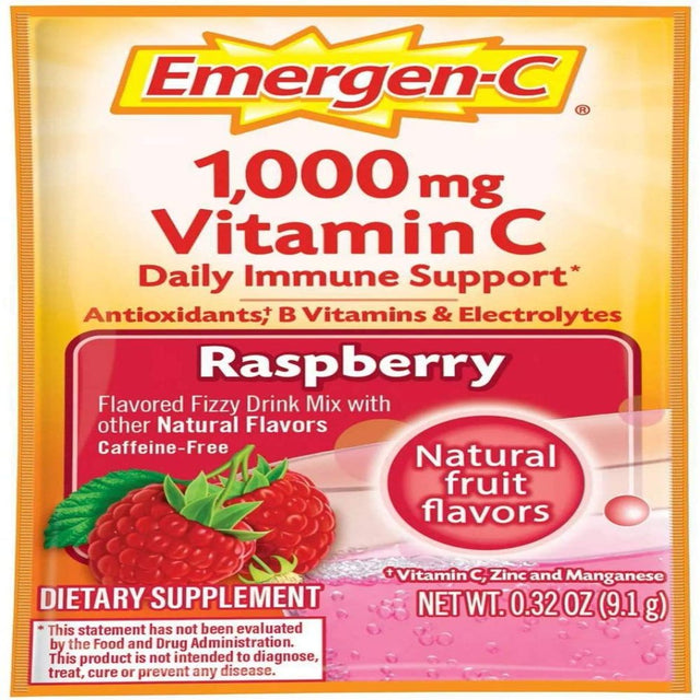 Emergen-C Raspberry Fizzy Drink Mix, 30 Pack