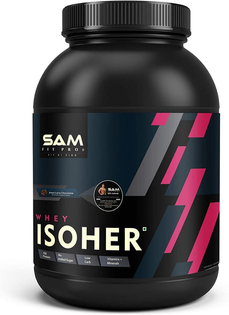 Samfit Pro Isoher Whey Protein Isolate | Chocolate | 1 Kilogram | 28 Gram Protein per Scoop - Lean Muscles for Women