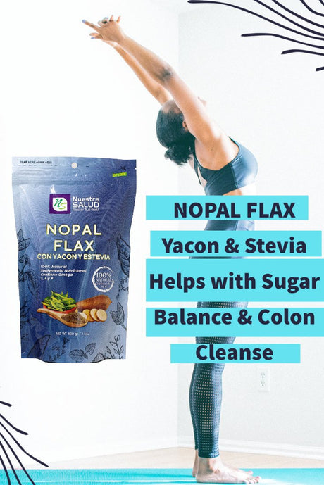 Nopal Flax plus Linaza Yacon & Stevia Flaxseed Fiber Sugar Balance Blend Digestive Blend 100% Natural Diabetisana Blends (16Oz)