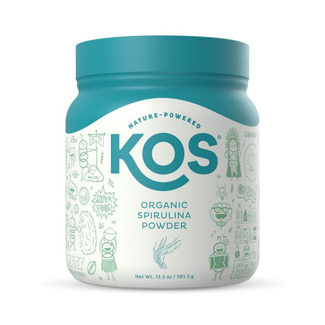 KOS Organic Blue Green Spirulina Powder, Vegan, Non-Irradiated, Non-Gmo, 13.5Oz, 109 Servings