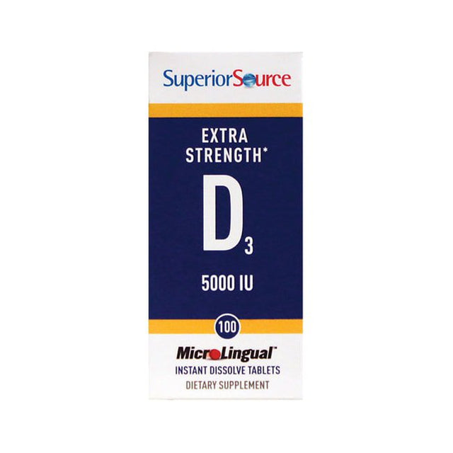 Superior Source Vitamin D3 5000 IU under the Tongue Quick Dissolve Microlingual Tablets - 100 Count. Promotes Strong Bones, and Teeth. Immune Support Non-Gmo. Dietary Supplement