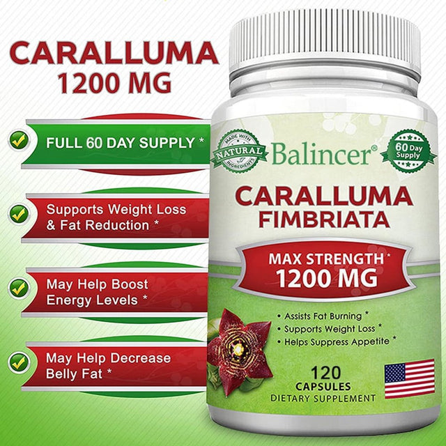 Balincer Caralluma Fimbriata 1200Mg, Natural Extract Weight Loss Diet Pill Supplement, Plant Root Appetite Suppressant and Pure Energy Booster, Maximum Strength Slim Fat Burner