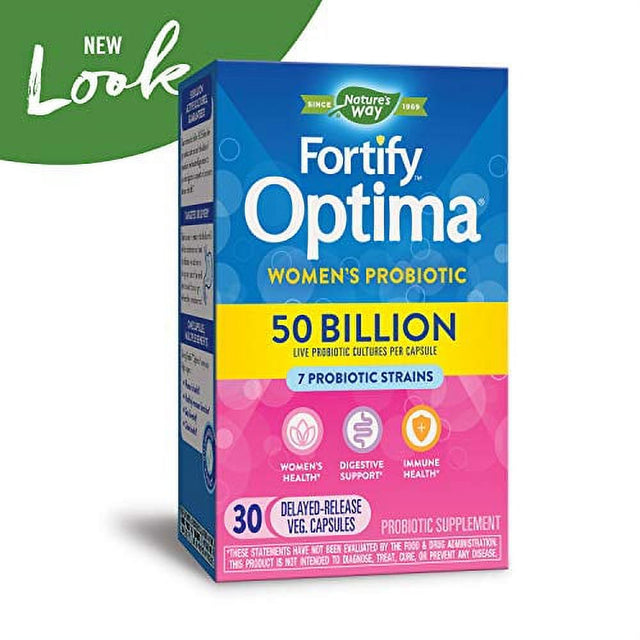 Natureâ€™S Way Fortify Optima Womenâ€™S 50 Billion Daily Probiotic Supplement, 7 Probiotic Strains, Digestive Support*, Immune Health*, Womenâ€™S Health*, No Refrigeration Required, 30