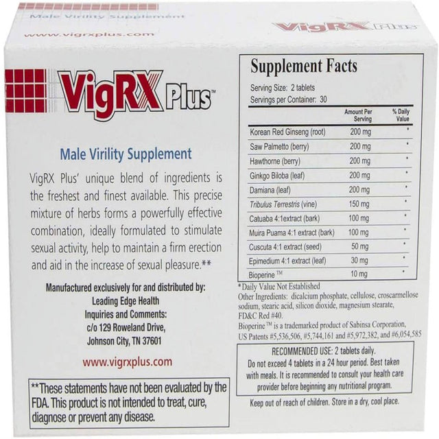 Vigrx plus - 4 Month Supply - 60 Capsules; Oral Herbal Supplement