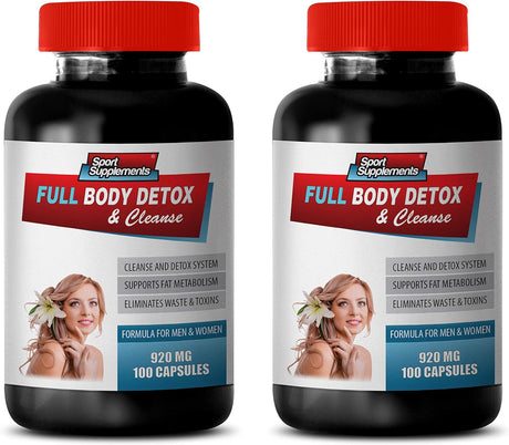 Body Cleanse Vitamins - Full Body Detox and Cleanse - Formula for Men and Women - Milk Thistle Bulk Supplements - 2 Bottles 200 Capsules