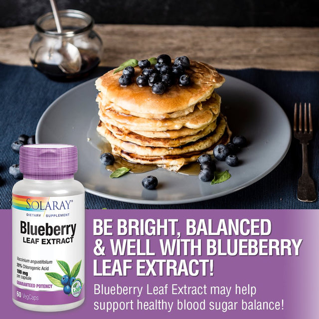 Solaray Blueberry Leaf Extract 100 Mg | Healthy Cardiovascular & Blood Sugar Balance Support | 60 Vegcaps