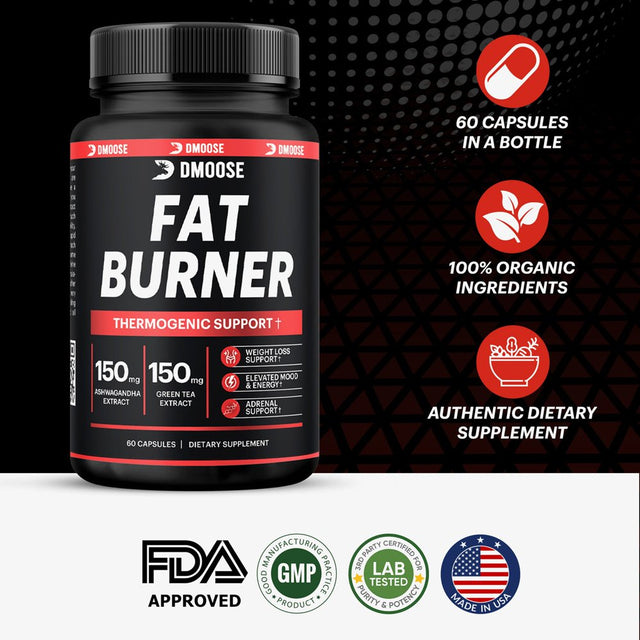 Dmoose Fat Burner Supplement, Expedites Metabolism, Reduces Cravings and Lowers