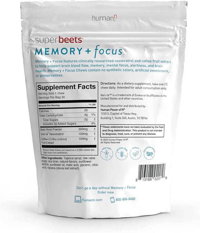 Humann Superbeets Energy plus & Memory + Focus Chews