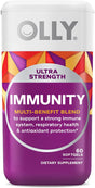 OLLY Ultra Stength Immunity Softgels, Immune and Respiratory Support, Zinc, Vitamin C + D, Supplement, 60 Softgels *EN