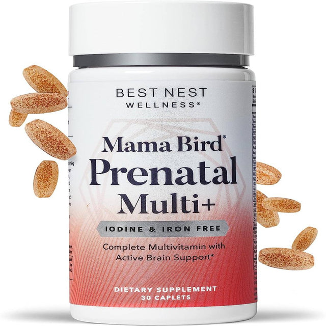 Mama Bird Prenatal Multi+ Vitamins, Methylfolate, Organic, Vegan, Best Nest Wellness, 30 Ct