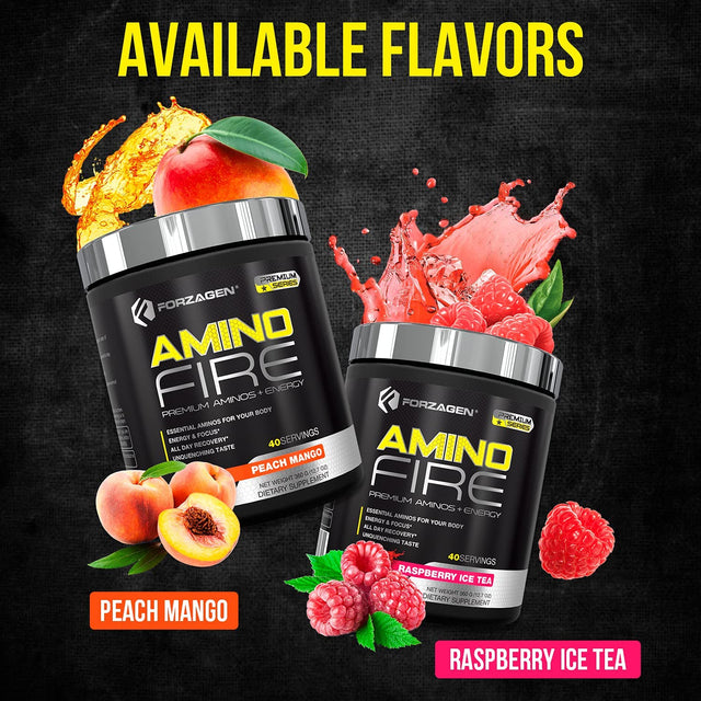 Forzagen Amino Fire 40 Servings, Energy Blend with BCAAS (Raspberry Iced Tea)