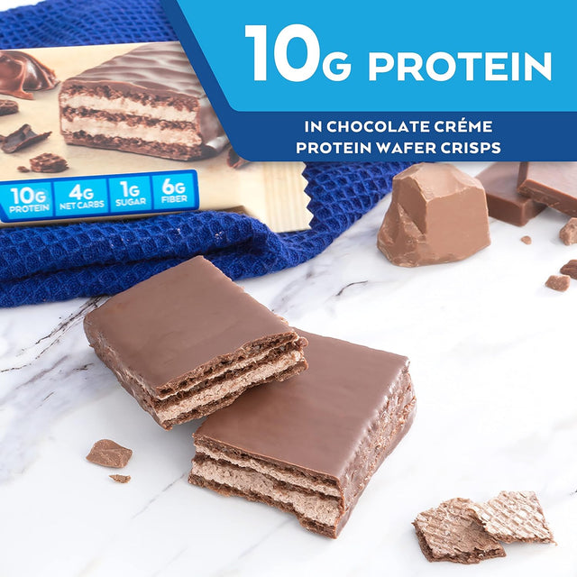 Atkins Chocolate Crème Protein Wafer Crisps, Protein Dessert, 4G Net Carb, 1G Sugar, High in Fiber, Keto Friendly, 5 Count