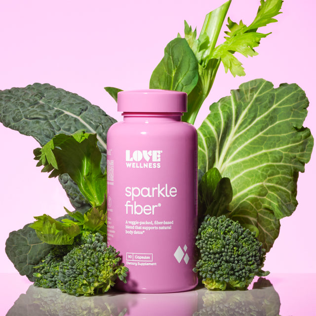 Love Wellness Sparkle Fiber Vegan Supplements for Easier Digestion & Regularity, 90Ct