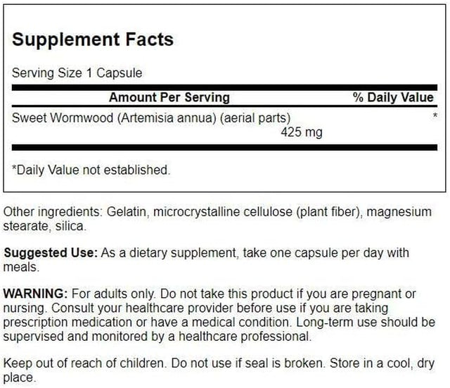 Swanson Sweet Wormwood - May Promote GI Gut Health, Microbial Balance & Digestive Health Support - Herbal Supplement with Artemisinin - (90 Capsules, 425Mg Each) 4 Bottles