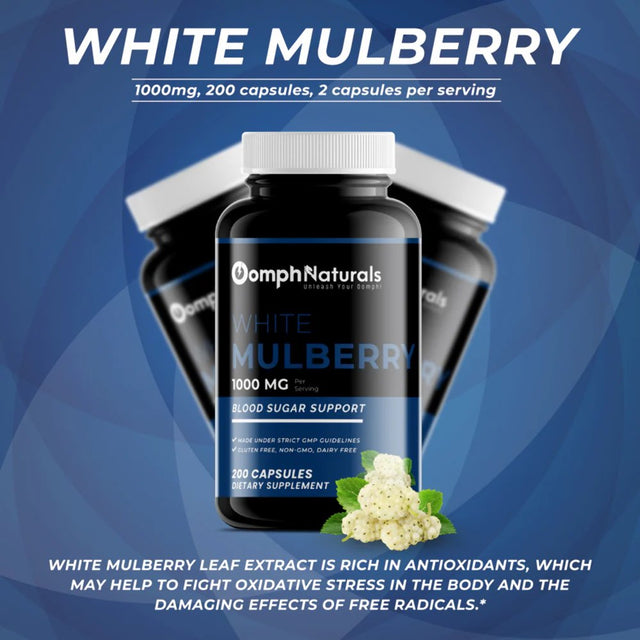 White Mulberry Leaf, 1000Mg Morus Alba Extract, 200 Capsules 100 Day Supply, Non-Gmo, Gluten Free