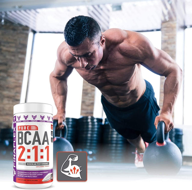 FINAFLEX Pure BCAA 2:1:1, Unflavored - 14.1 Oz - Promotes Strength, Recovery & Performance - with 2:1:1 Ratio of Leucine, Isoleucine & Valine + Vitamin C - 80 Servings