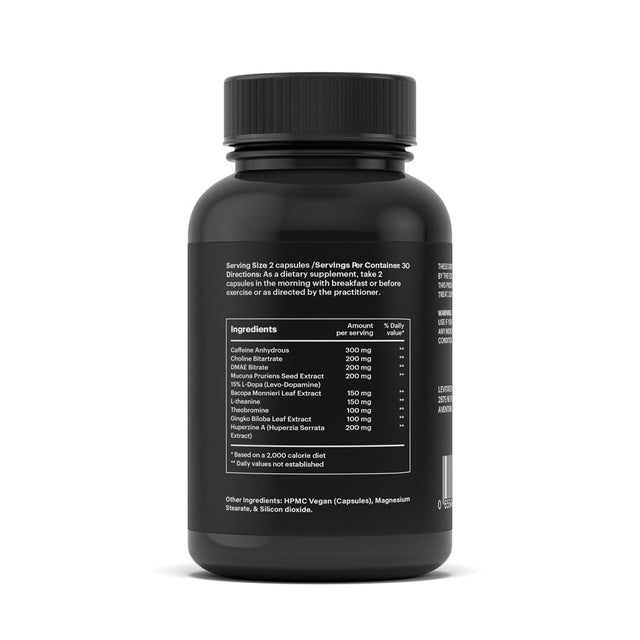 Focus Levitate Nootropics | Brain Supplement to Boost up Focus, Memory & Creativity | 60 Pills | Vegan Nootropic | Caffeine & Ginkgo Biloba