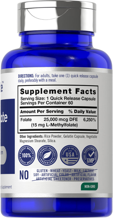 L Methylfolate 15Mg | 60 Capsules | Methyl Folate 5-MTHF | by Opti-Folate