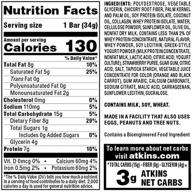 Atkins Endulge Treat Strawberry Cheesecake Dessert Bar. Rich and Creamy Dessert Favorites. Keto-Friendly. (30 Bars)