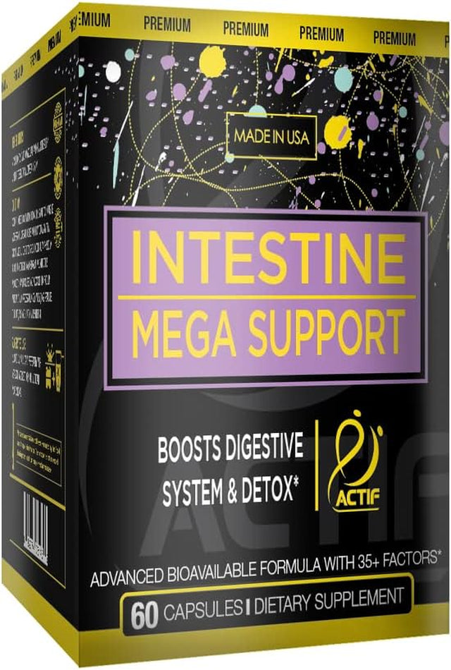 Actif Intestine Mega Support - Maximum Strength Energy Boost & Gut Health - Supports Digestion, Detox & Cleansing