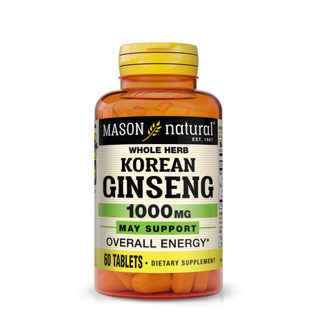 Mason Natural Korean Mason Ginseng 1000Mg: Boosts Energy, Endurance, and Vitality - 60 Tablets