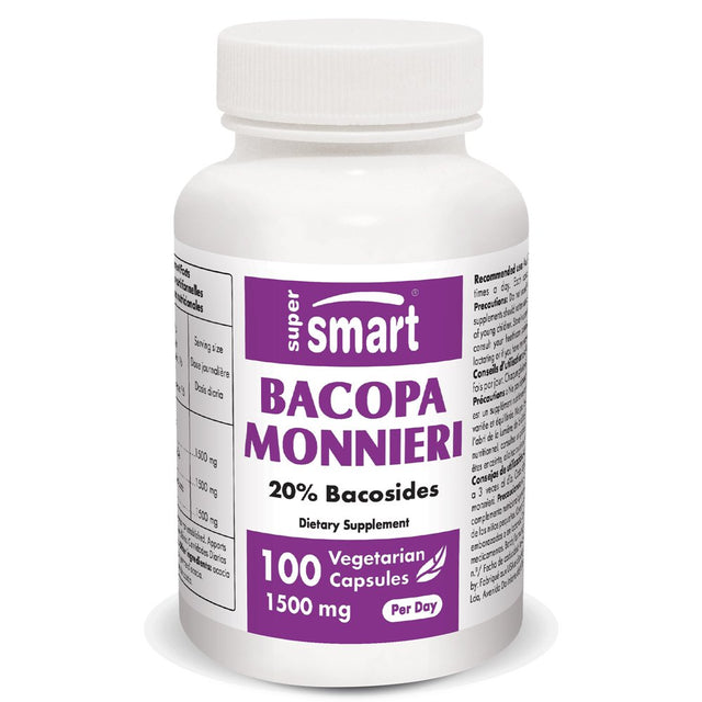 Supersmart - Bacopa Monnieri 1500 Mg per Day - Nootropic Brain Supplement - Focus & Memory Support | Non-Gmo & Gluten Free - 100 Vegetarian Capsules