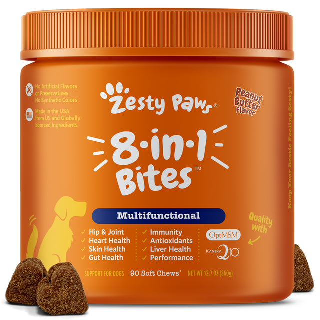 Zesty Paws 8-In-1 Multifunctional Bites for Dogs, Chicken Flavor, 90 Soft Chews