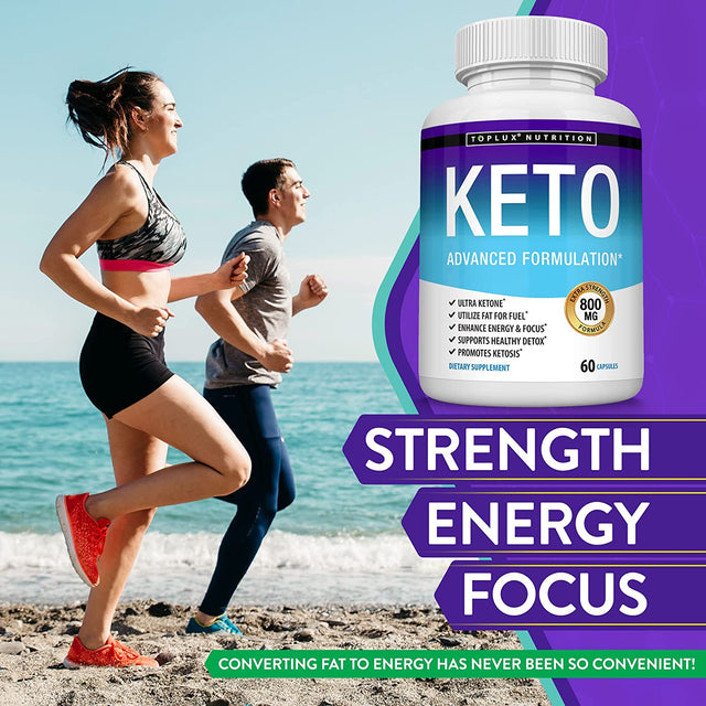 Toplux Keto Pills Ketosis Diet - Natural Ketosis Using Ketone & Ketogenic Diet, Support Energy & Focus, Support Keto Diet Perfect for Men Women, 60 Capsules, Supplement