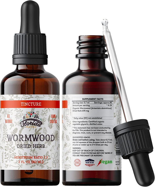 Wormwood Organic Tincture - Natural Intestinal Cleanse and Digestive Cleanse Supplement - Wormwood Herb Extract for Detox - Made in USA - 2 Fl Oz (Wormwood - 2 Fl Oz)