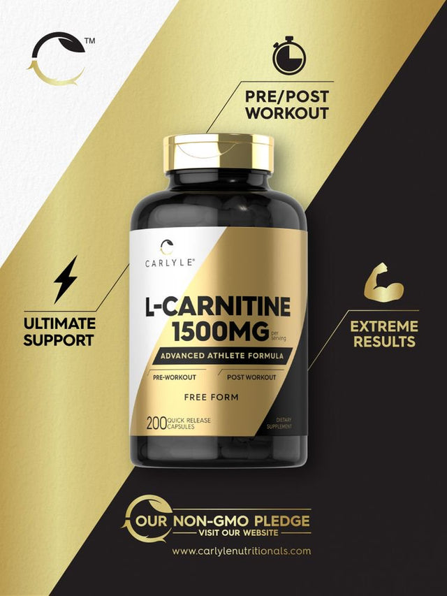 L Carnitine 1500Mg | 200 Capsules | Advanced Athlete Formula | by Carlyle