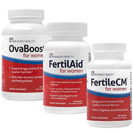 Fertilaid for Women, Ovaboost, Fertilecm TTC Boost Bundle: Vitex, Myo-Inositol, L-Arginine, Essential Vitamins, Minerals & More - Natural Fertility Support - 1 Month Supply