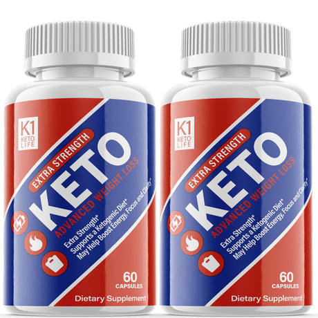 (2 Pack) K1 Keto Life - Supplement for Weight Loss - Energy & Focus Boosting Dietary Supplements for Weight Management & Metabolism - Advanced Fat Burn Raspberry Ketones Pills - 120 Capsules